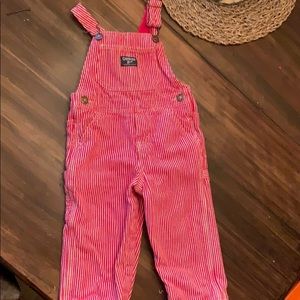 Oshkosh b’gosh red and white striped overalls